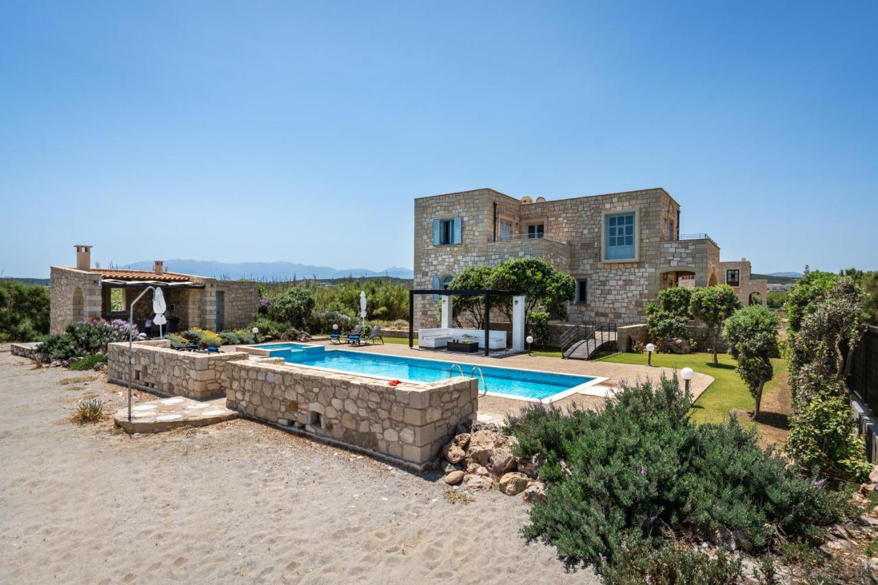 Beachfront Villa Turquoise With Private Pool, Bbq And Ping Pong Table Chania  Exterior foto