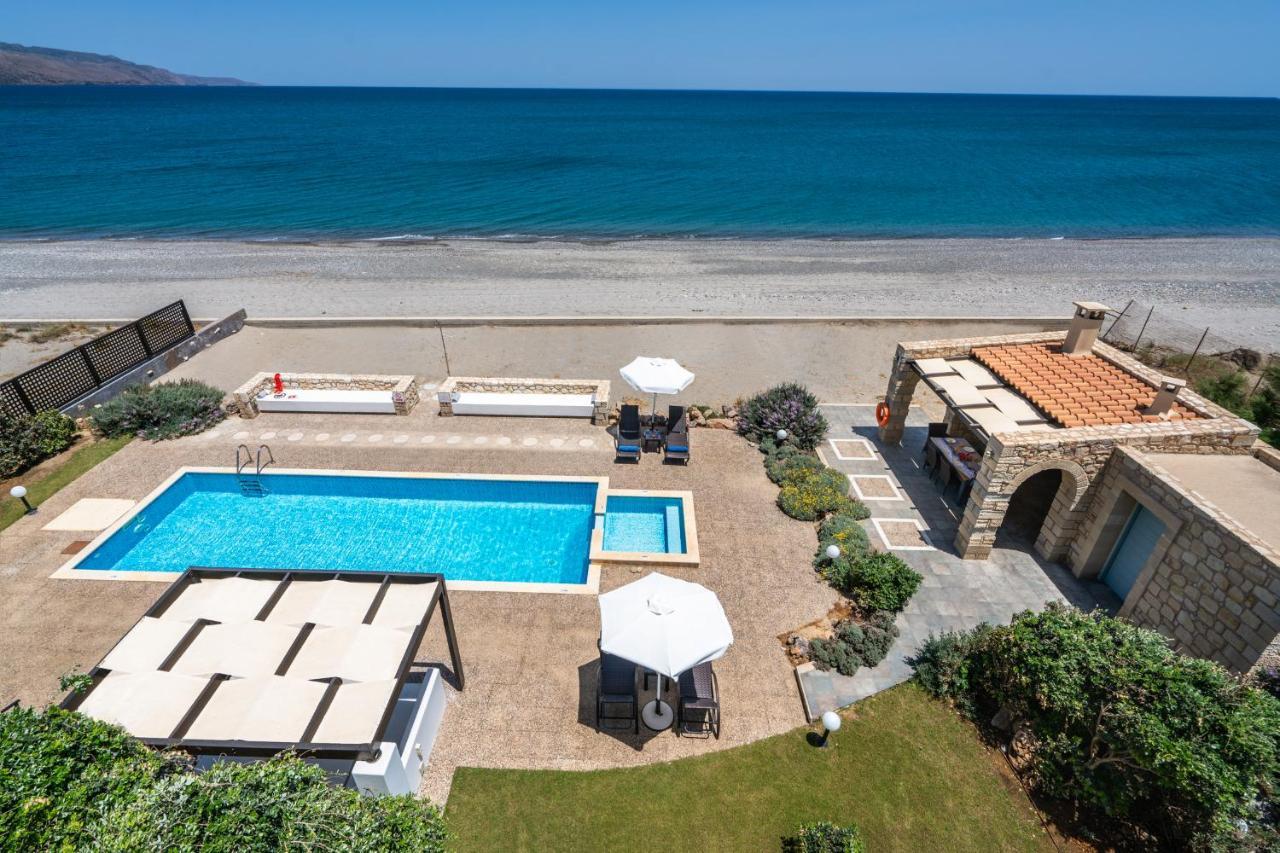 Beachfront Villa Turquoise With Private Pool, Bbq And Ping Pong Table Chania  Exterior foto